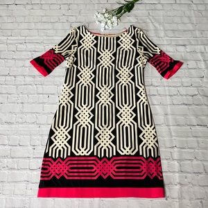 Women’s Eliza J Black, White, & Pink Geometric Dress Size 10